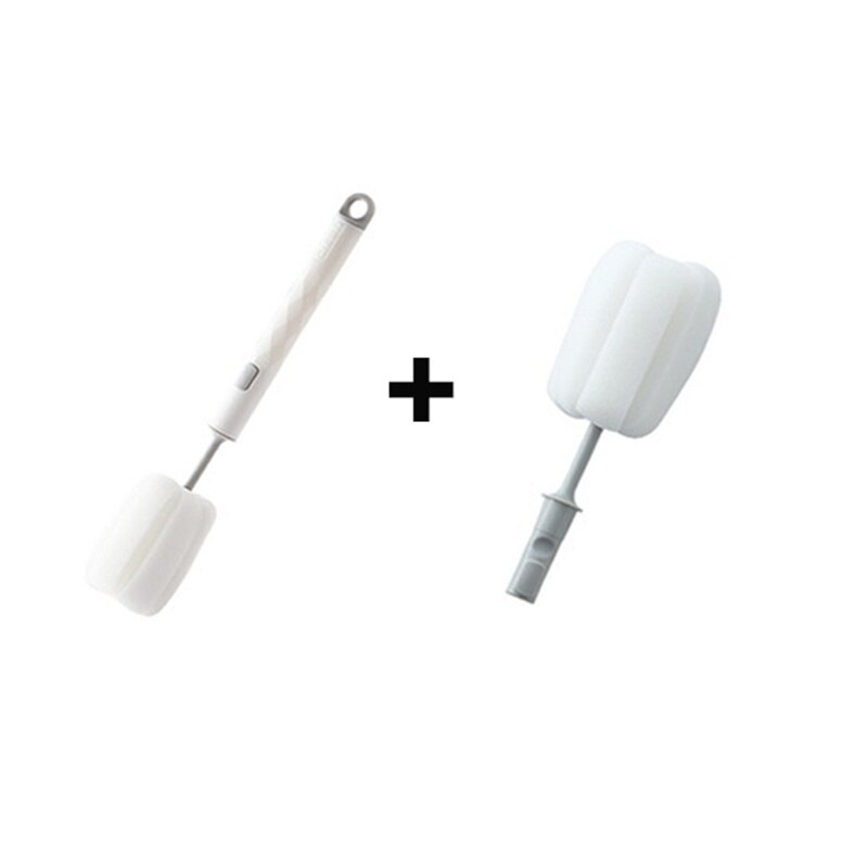 Spugna rimovibile biberon spazzola per tazza manico lungo bottiglia di vetro lavaggio spazzole per pulizia detergente goupilon Escova De Garrafa: 2 Pcs White Gray
