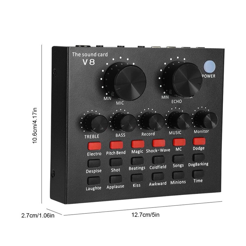 V8 Soundkarte Audio- einstellen Schnittstelle Externe Usb Live Mikrofon Soundkarte Bluetooth Funktion für Computer Pc praktisch Singin