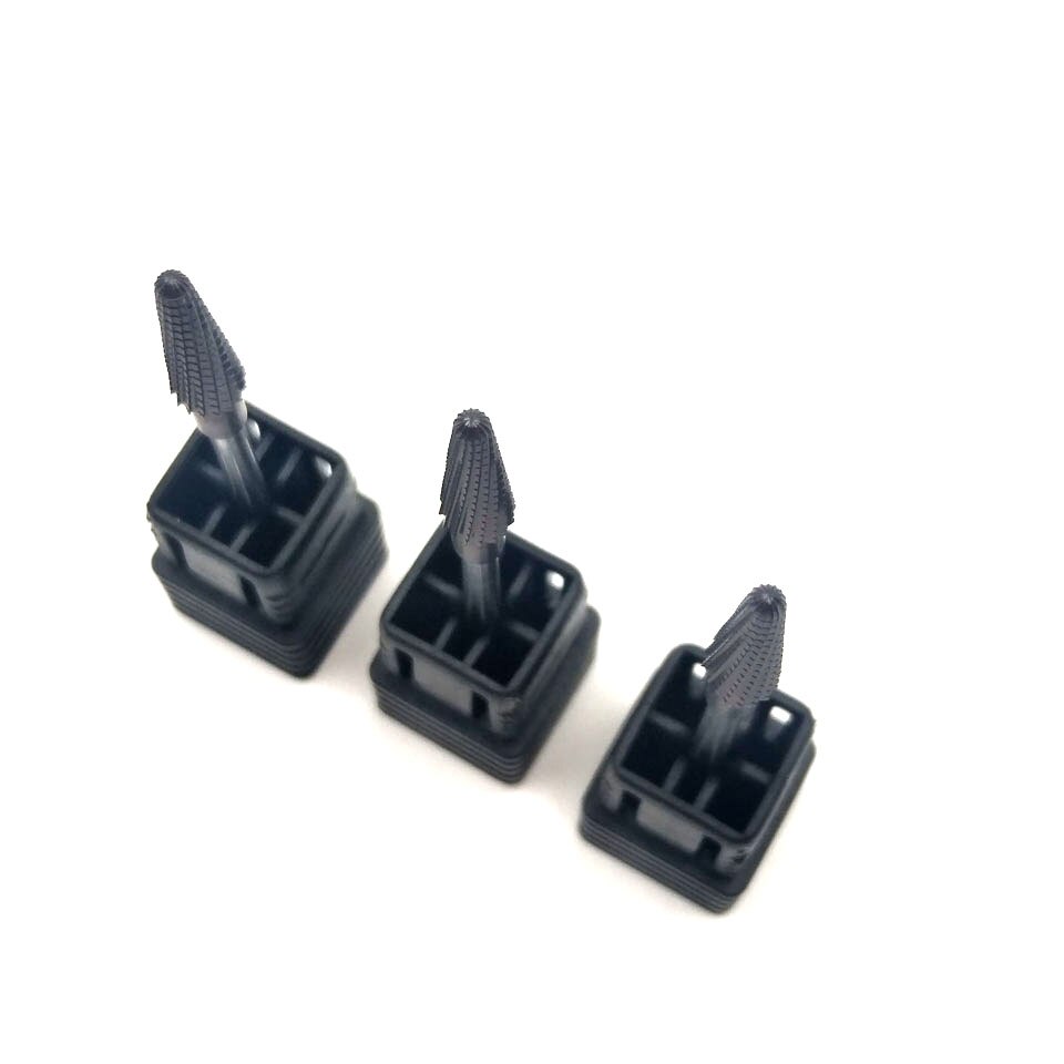 Broca para uñas de carburo de tungsteno de titanio negro de HYTOOS, brocas de cono de 3/32 "para manicura, accesorios, herramientas de fresado de uñas