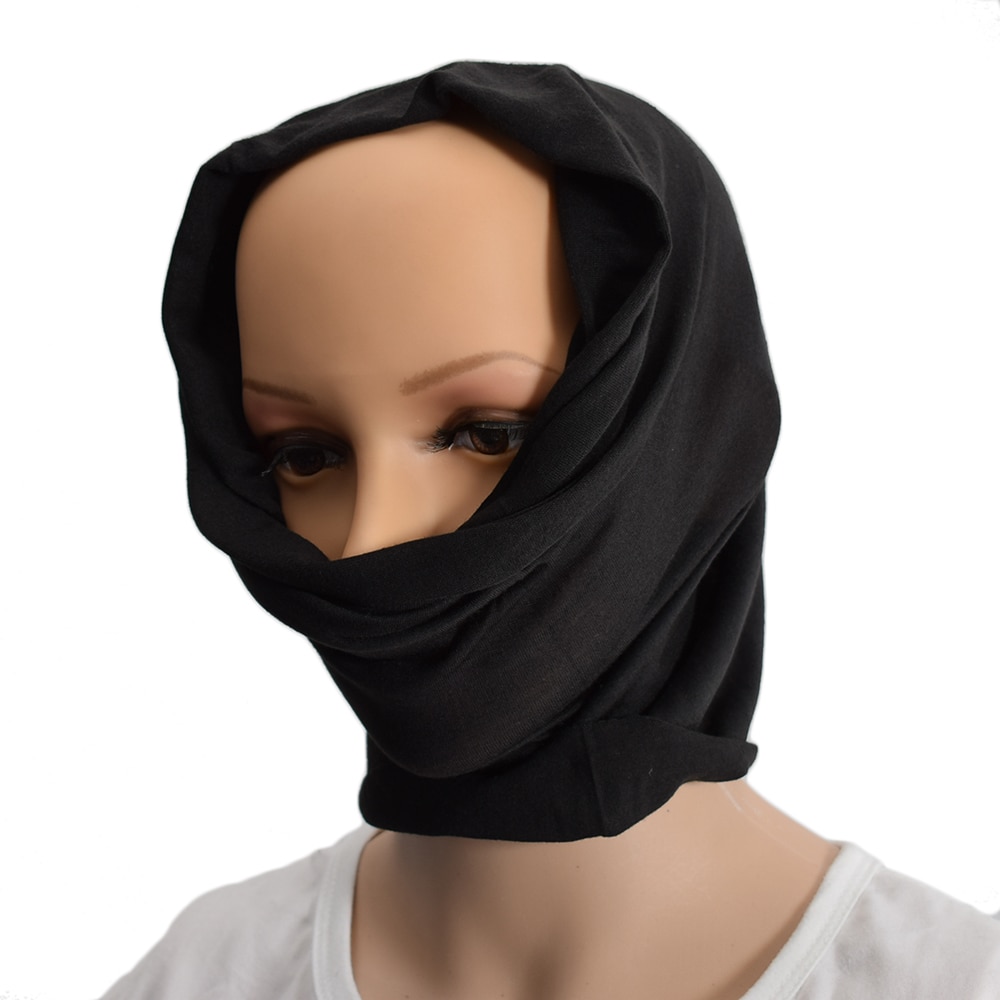 1pc Black Bandana Men Women Neck Half Face Mask Cycling Solid Color Scarf Neck Bandanas Ski Sport Hiking Scarves