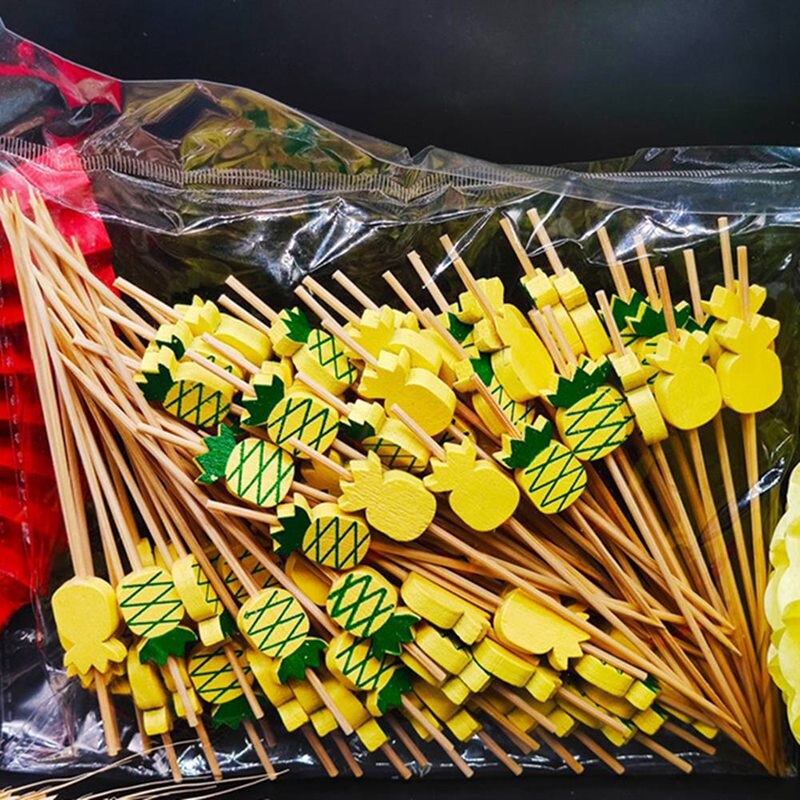 100pc flamingo bambus pick buffet ananas kaktus blade cupcake frugt gaffel dessert salat pind cocktail spyd til fest indretning