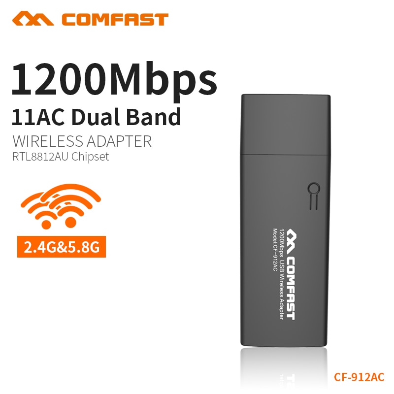 Comfast 1200mbps wifi adaptador 5.8g + 2.4g usb 3.0 porta placa de rede sem fio pc wi-fi receptor dongle 802.11ac CF-912AC