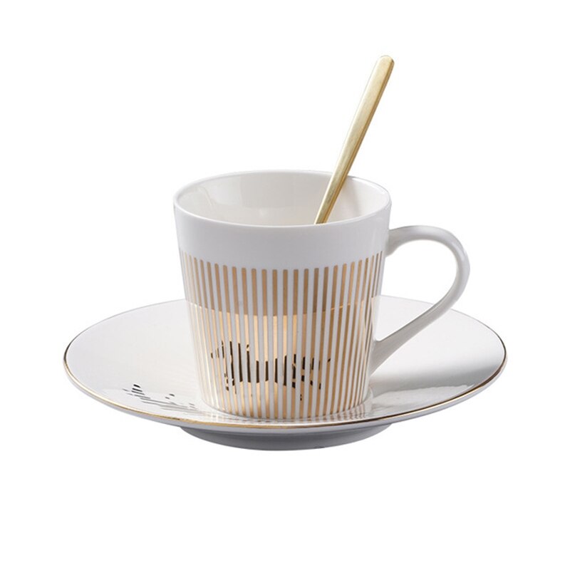Baroflone Tazza con specchio e piattini (cavallo), tazza da caffè riflettente, set da tè per donne, festa di nozze, tè pomeridiano