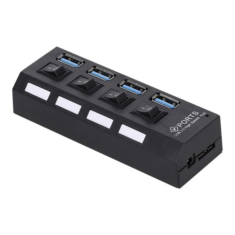 4-Port USB 3.0 Hub USB Splitter 4 Ports Expander with Switch for Pc