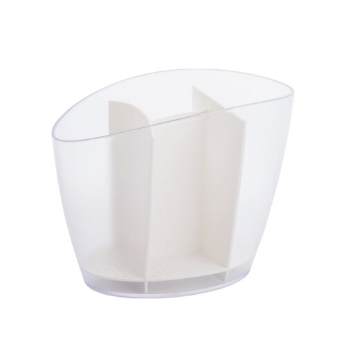 Plastic fork spoon holder cutlery bucket chopsticks bucket drain chopsticks box: Elegant white