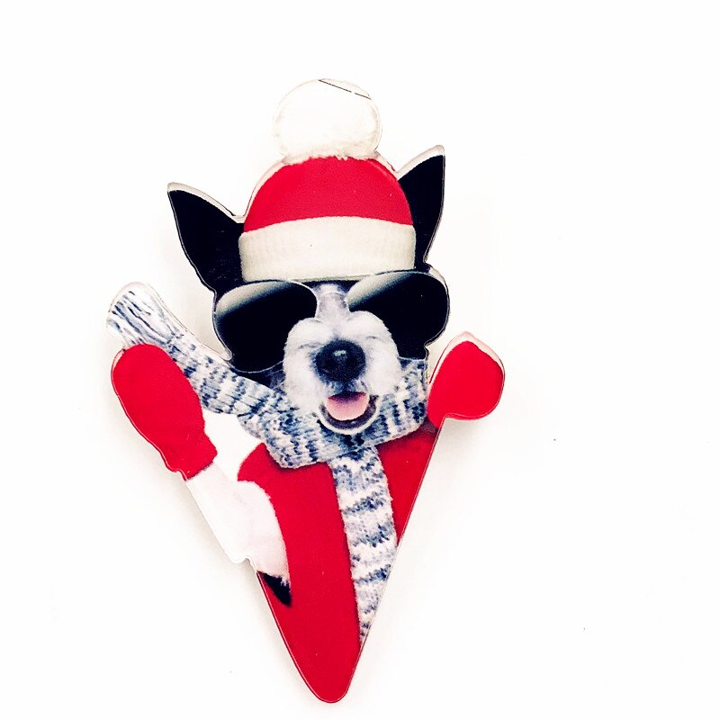 1Pcs Goede Acryl Pin Dier Cartoon Broche Leuke Hond Icoon Badge Voor Kids Party Decoratie Op Zak muts Sjaal T-shirt: Rood