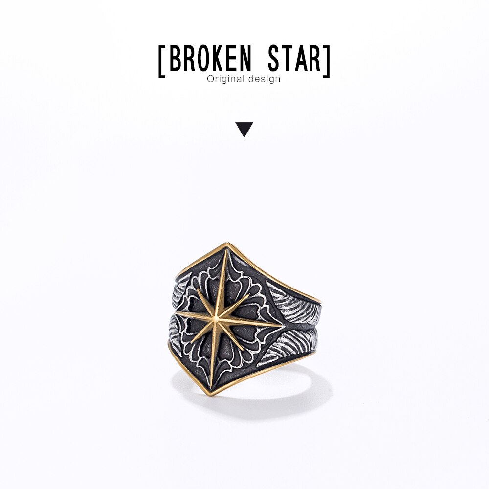 Rvs Acht Hoek Ster Vinger Ring Deel Goud Kleur Cool Titanium Uniqu Glad Party Sieraden