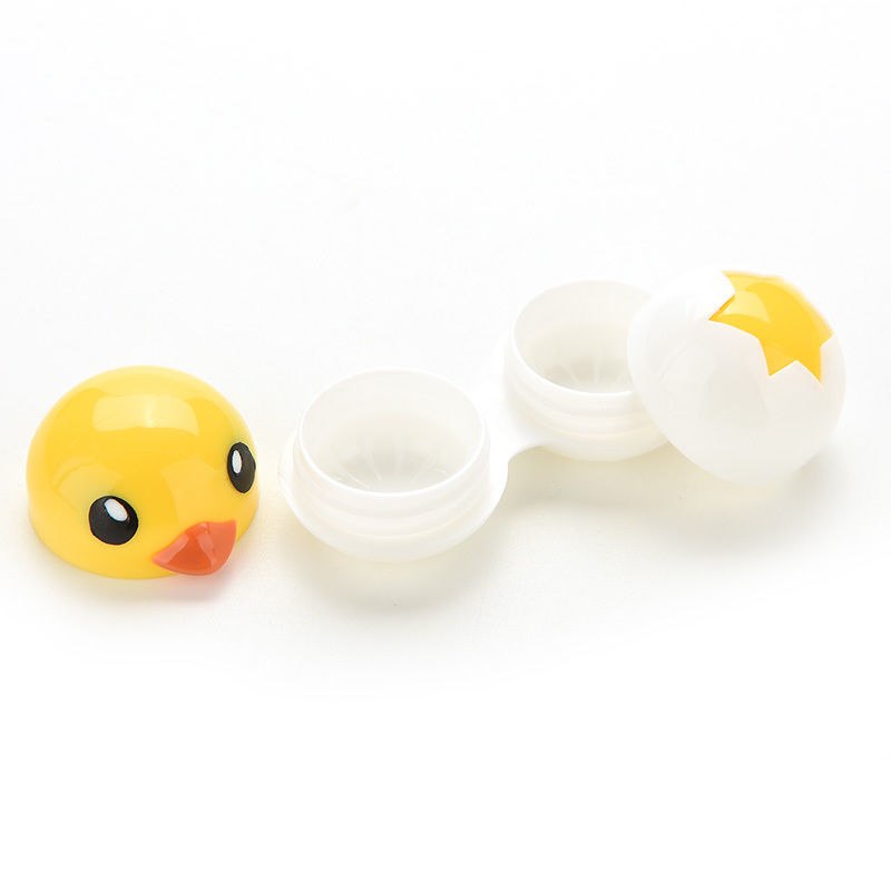 Søt gul 1 sett duck reisebriller plast kontaktlinser boks beholder reise kontaktlinse etui øyepleie kit holder