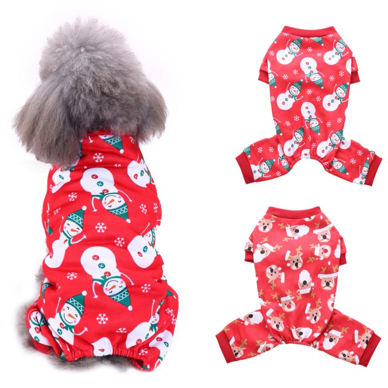 Jul husdjur snögubbe tryck kläder festivalklänning halloween hundduk.