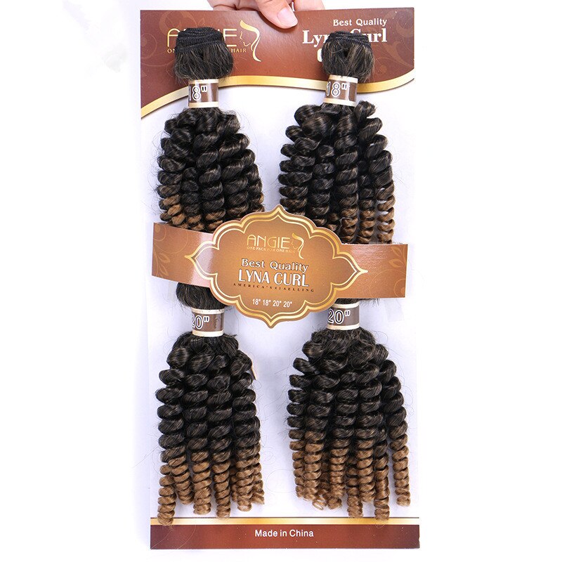 Eunice HAIR Synthetic Weave Funmi Curly Hair Bundles 4Pieces One Set Natural Soft Ombre Brown 18-20 inch Hair Extensions 200Gram