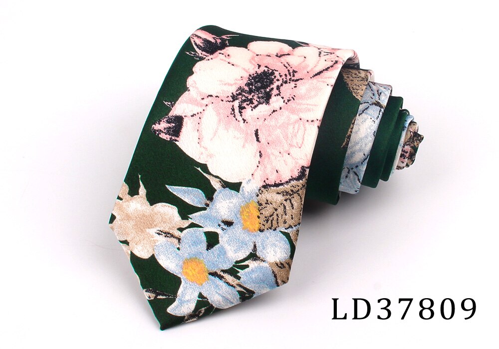 Nowe kwiatowe krawaty dla mężczyzn drukowane szyfonowe krawaty męskie krawaty wiosna lato Slim krawat moda cienki krawat na wesele: LD37809