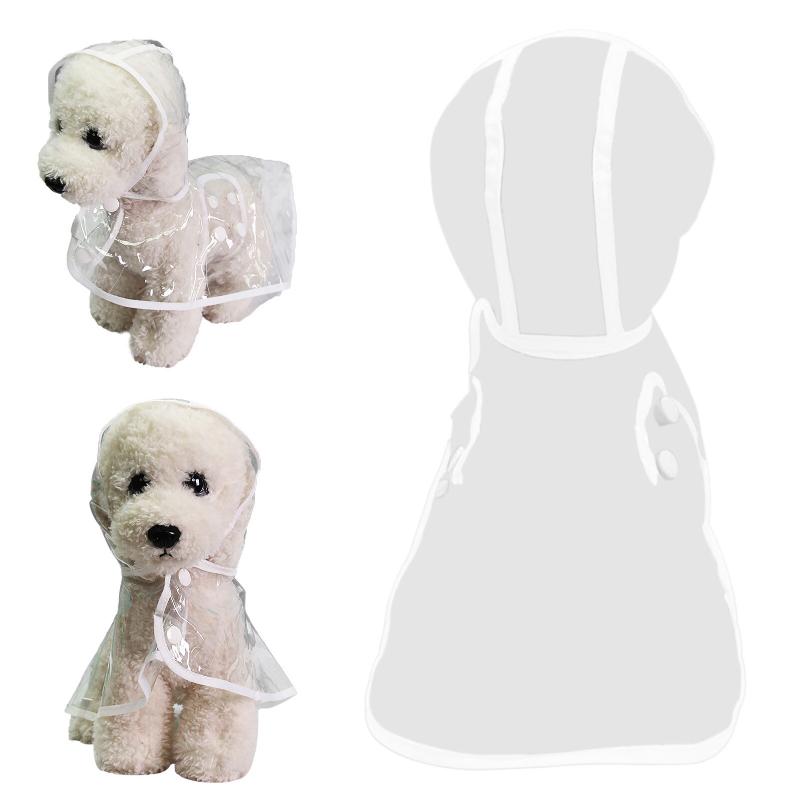Transparent Raincoat White Dog Raincoat Cat dog Umbrella Cape PVC Pet coat Rain Gear personality Walking Equipment X8