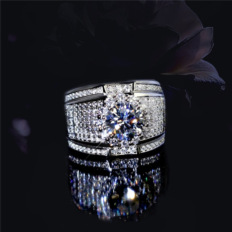 Luxe Mode Witte Zirkoon Ring Niet-allergeen Voor Mannen Sieraden Wedding Engagement Party Ring Heren Ringen
