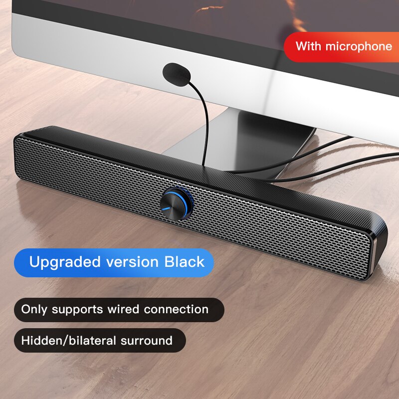 Bluetooth Computer Speaker USB Wired Powerful Bar Stereo Subwoofer Bass Speakers Surround Soundbar for PC Laptop TV Loudspeaker: wired with mic K