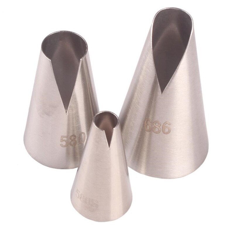 Boquillas para pasteles 580S #580 #686, cabeza de acero para decoración de pasteles, boquilla para glaseado, herramientas de pastelería, Fondant, puntas para hornear de flores, 3 uds./1 ud.