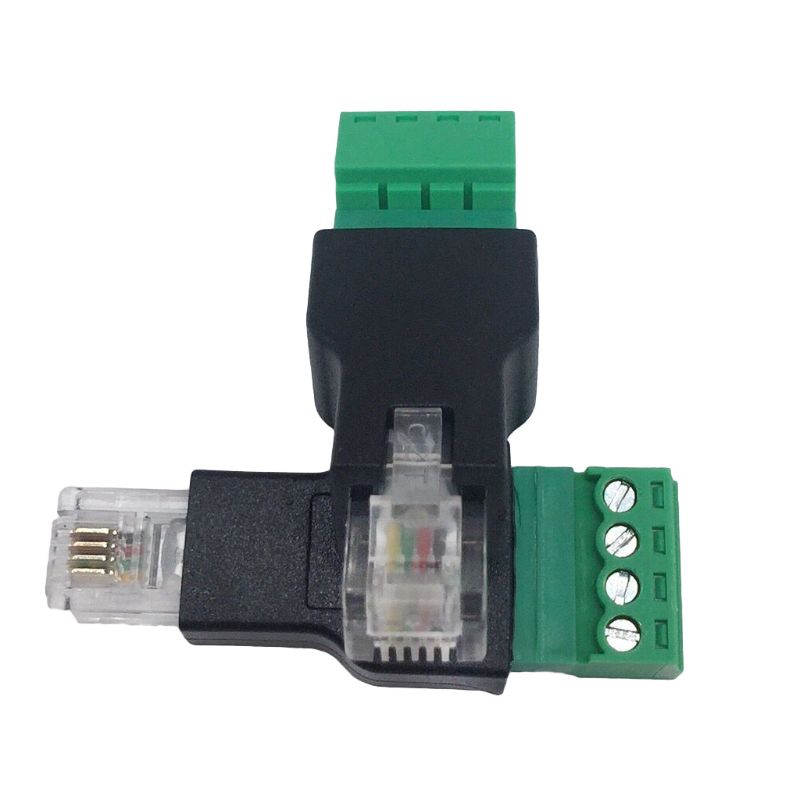 RJ11 to Screw Terminal Adapter RJ11 Male to 4 Pin Connector Splitter Shield Plug 18DEC31