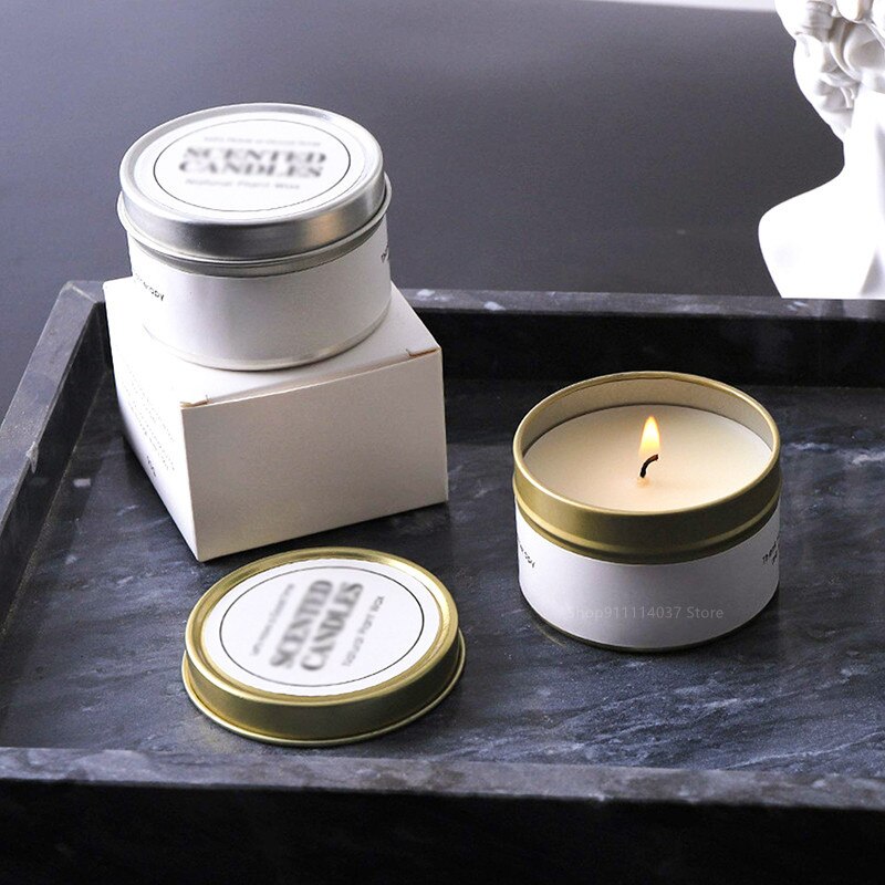 6pcs Candle Jars With Lid Bulk Round Candle Container Tins Candle Making Tools Wood Cotton Wicks DIY Candle Coffee Beans Storage