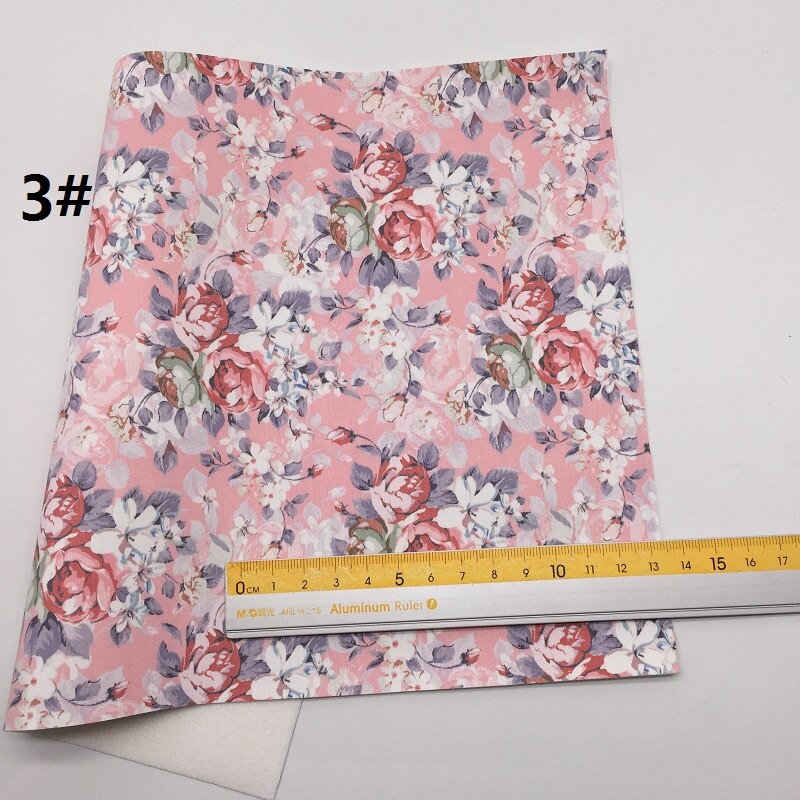1PC 21X29CM Bloemen Gedrukt Faux Leer Stof, Synthetisch Leer Lakens, PU Leer Voor Maken Bows LEOsyntheticoDIY T343A: 3
