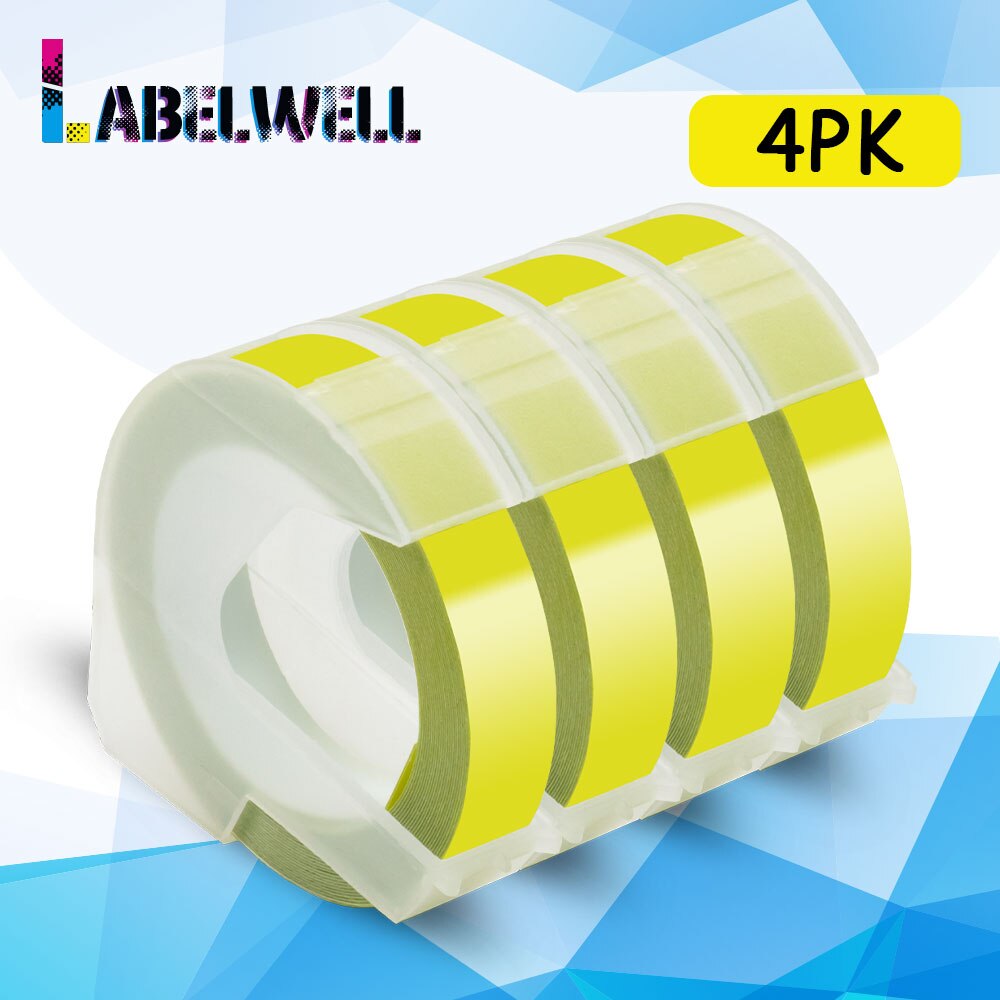 Labelwell 4PK Multicolors 3D tłoczenie taśmy dla Dymo 3D taśmy etykietowe pcv dla Dymo 1540 1610 1880 12965 Motex E101 E-202 drukarki: 4PK Olive Green
