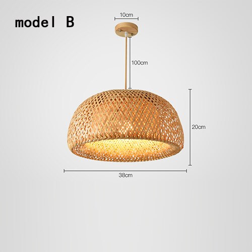 Nordic Hanglamp Houten Hanger Weven Bamboe Opknoping Lamp Retro Tuin Restaurant Studie Slaapkamer Woonkamer Lamp Lightiing: model B