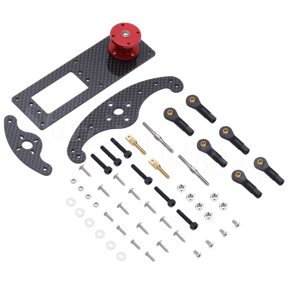 Carbon Fiber Servo Rudder Tray Mount Self Adjusting Futaba JR Kit With Offset Bellcrank Accessories for 20-50cc RC Scale Plane