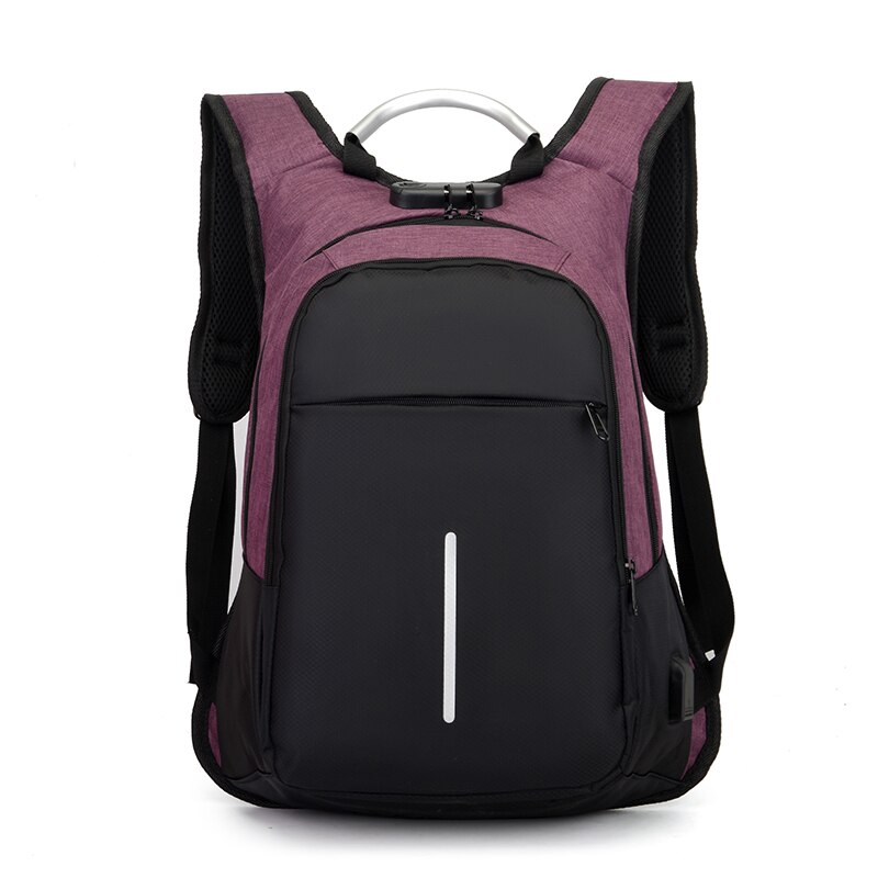 Man Rugzak Multifunctionele Slijtvaste Business Tas Voor Laptop 15 6 Usb Opladen Waterdicht Oxford Doek Rugzak Mannen: purple