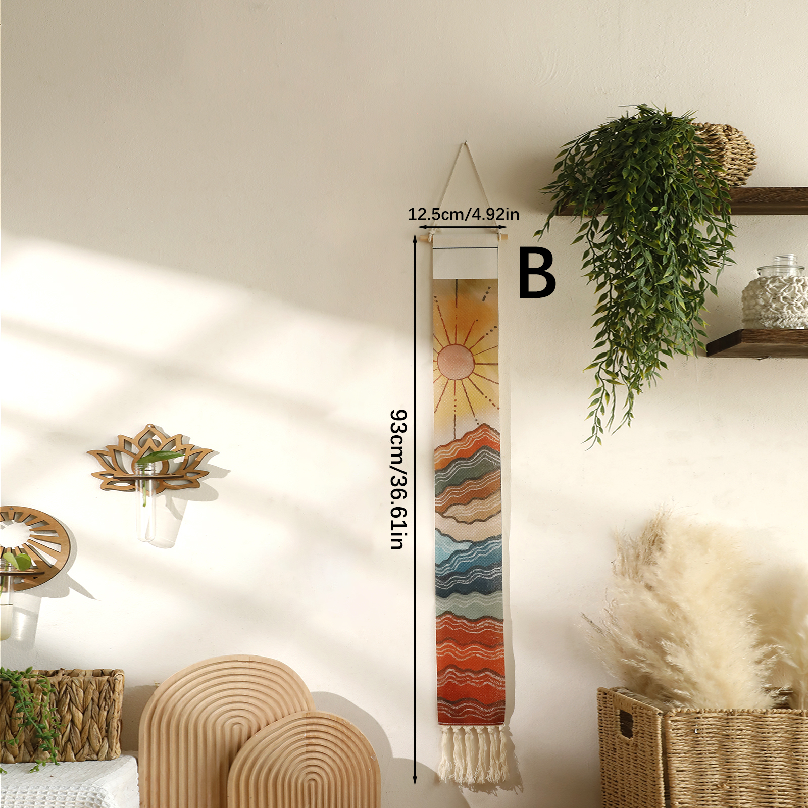 Macrame Wall Tapestry Mountain Sunrise And Sunse Grandado