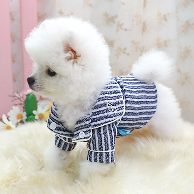 Petcircle hund hvalpetøj stribet bomuld og hør pyjamas kæledyr kat til bamse schnauzer chihuahua bichon til lille hundetøj