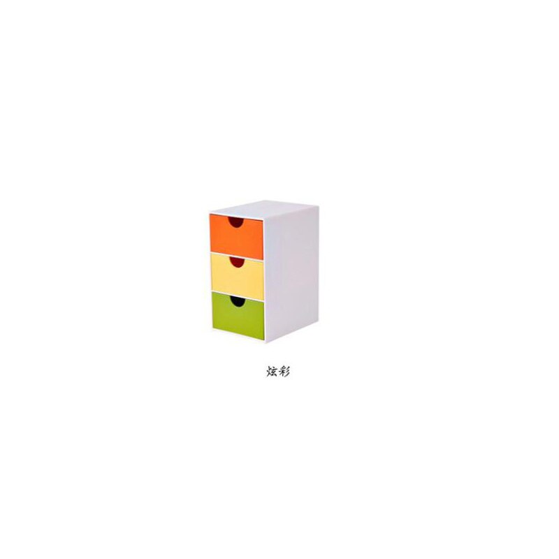 Organizador de escritorio Kawaii, caja de almacenamiento de maquillaje, contenedor de 3 estantes, cajón, estante para enviar pegatinas, decoración del hogar, suministros de oficina 2022: Orange yellow green