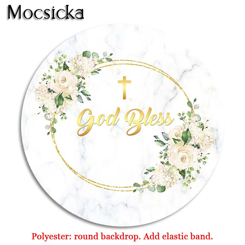 Mocsicka – toile de fond ronde pour première Communion, baptême de -né, cercle de couverture pour séance photo: Diameter 4ft(120cm) / Polyester