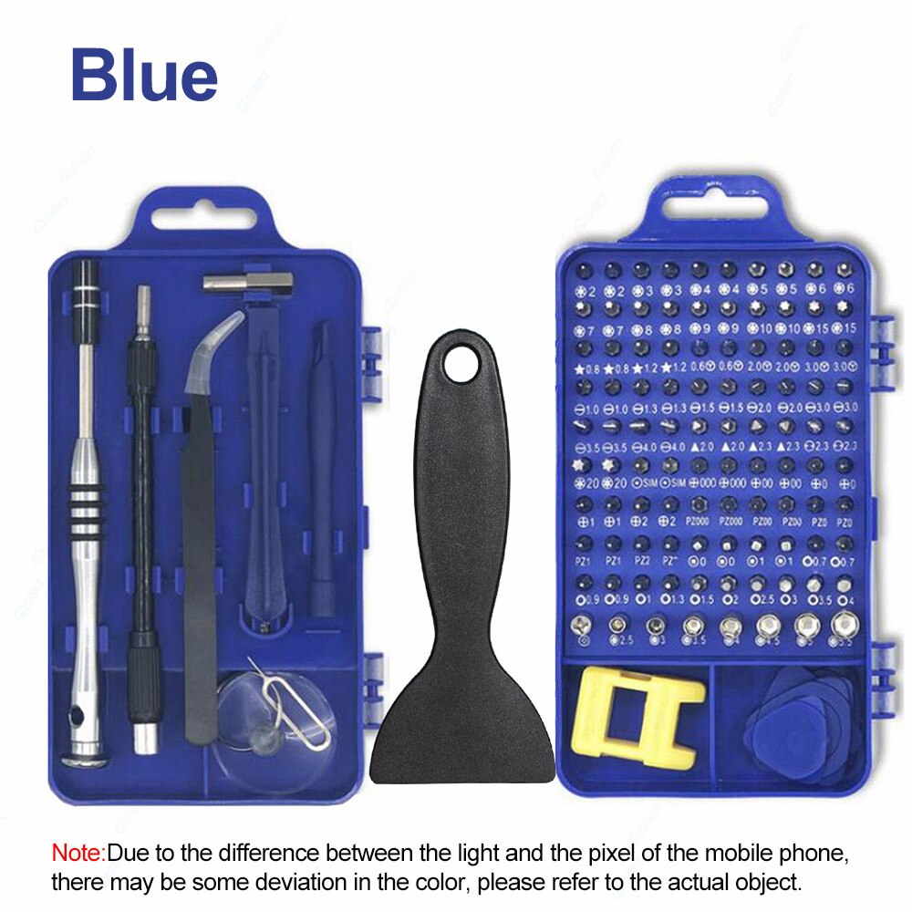 115 in 1 Screwdriver Set of Screw Driver Bit Set Multi-function Precision Mobile Phone Repair Device Hand Tools Torx Hex: Blue