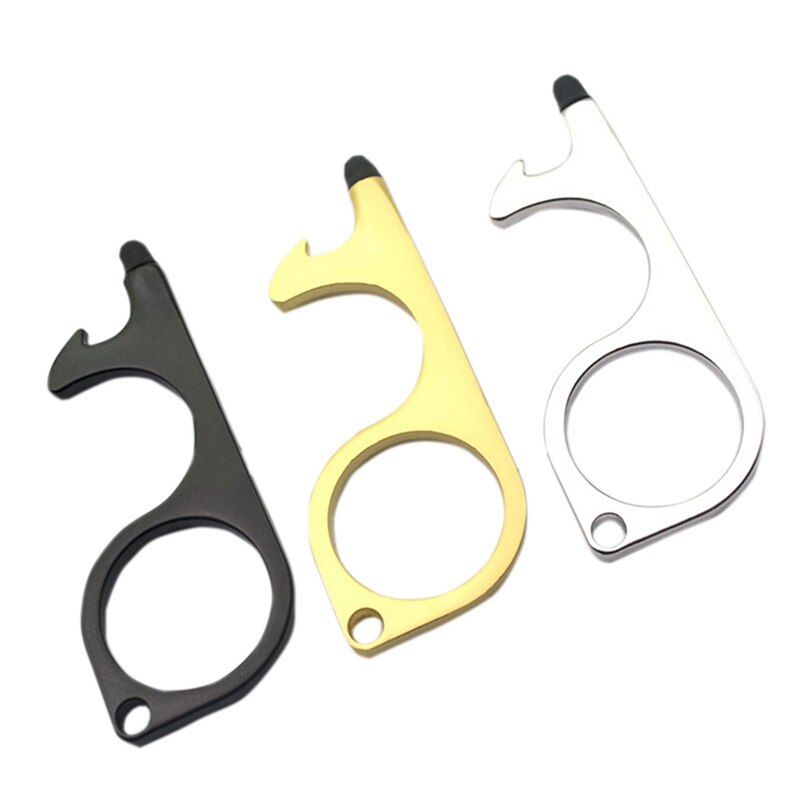 Portable Door Opener Tool Keychain Tool For Outdoor Public Door Handle Touchscreen Button Bottle Opener Keychain