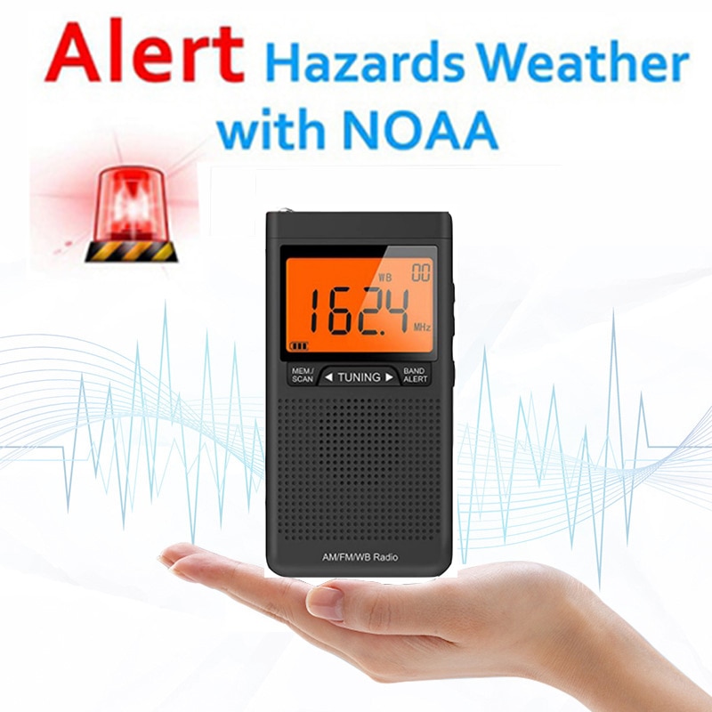 Emergency Pocket AM FM Weather Radio Compact Portable Auto-Search Battery