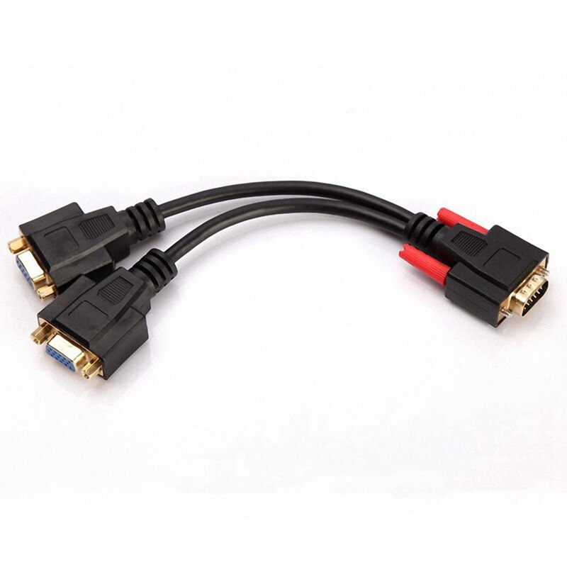 Vga splitter 1 male to 2 female 15-- pin vga metal-plated splitter suitable for home audio-visual equipment