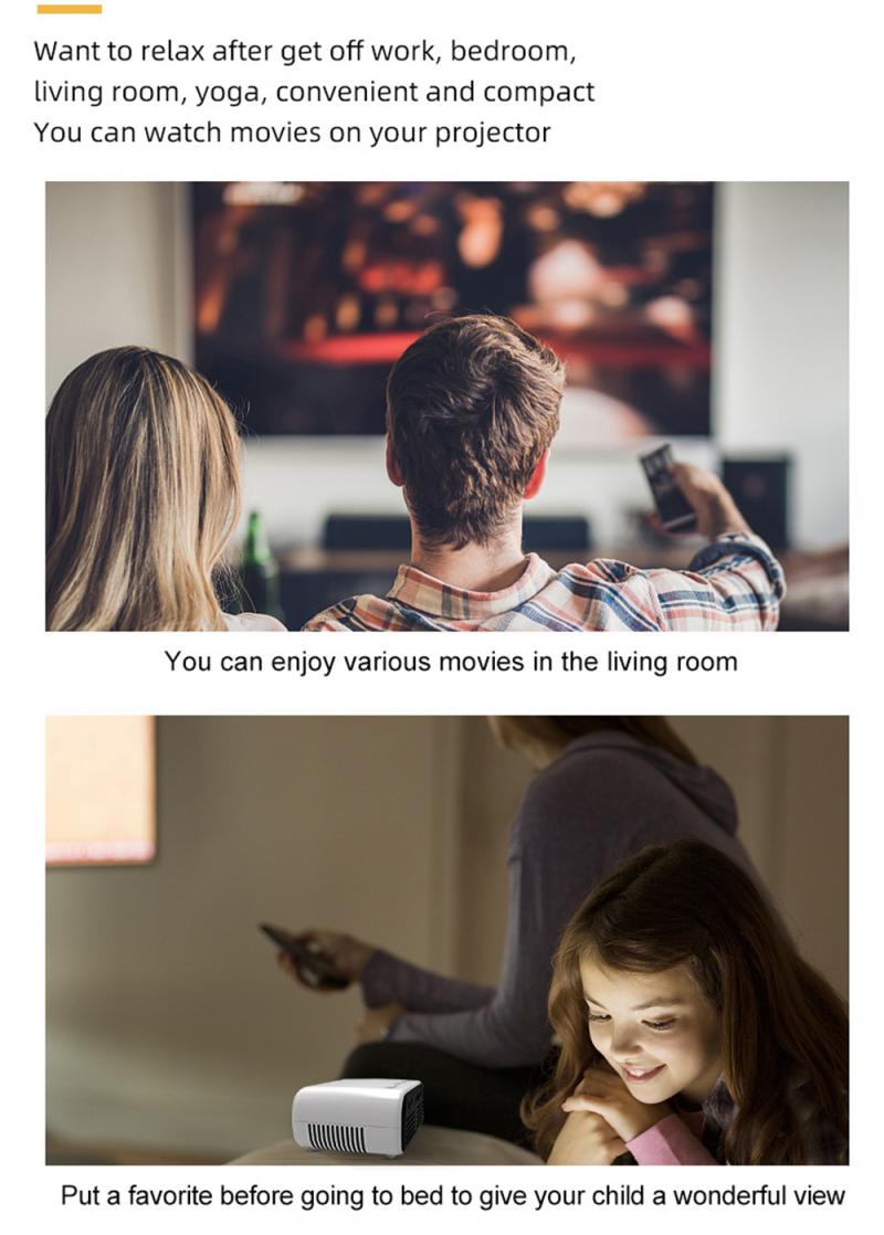 YG280 Full HD 1080P Mini LED Projector 480x272 Pixels Supports USB HDMI AV Audio Portable Projector Home Media Video Player