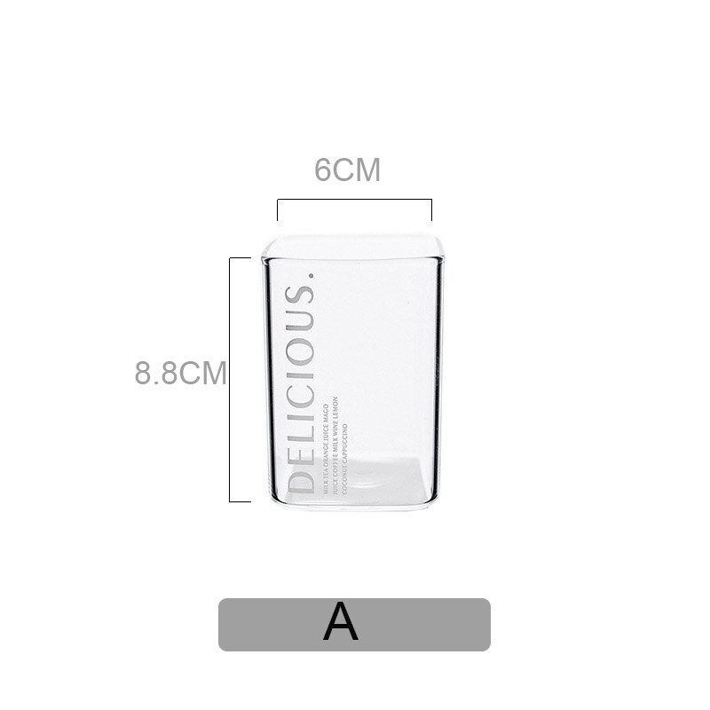 Copo de café da manhã das crianças copo de leite cristal quadrado resistente a alta temperatura transparente simples copo de vidro do agregado familiar bebidas ferramenta: A