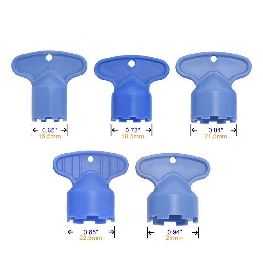 5 kpl / setti veden ilmastin avain jakoavain hana ilmastin avaimen korvaava jakoavain piilotettu ilmastimet 16.5mm, 18.5mm, 21.5mm, 22.5mm, 24mm