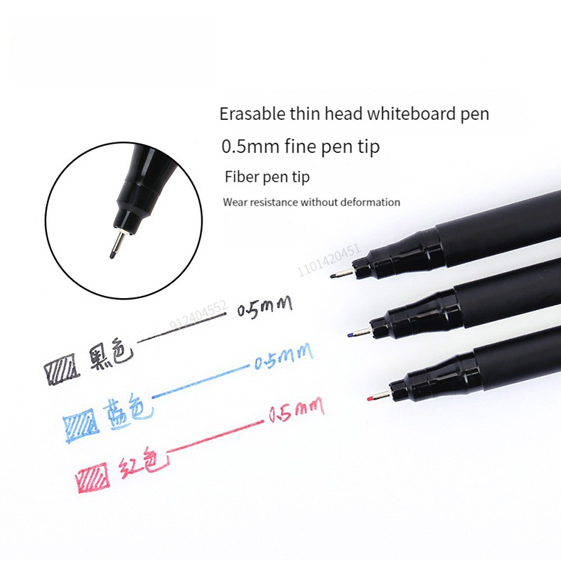 Haile 8pcs Erasable Whiteboard Pen 0.5mm Fine Point Black/Blue/Red Ink Blackboard Marker School Office Art Writing Stationery