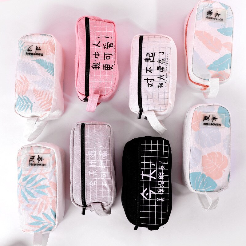 Large Capacity Canvas Pencil Cases Cute Kawaii Bear Pencil Box Big Pen Case For Girls Korean Stationery Office School Supplies