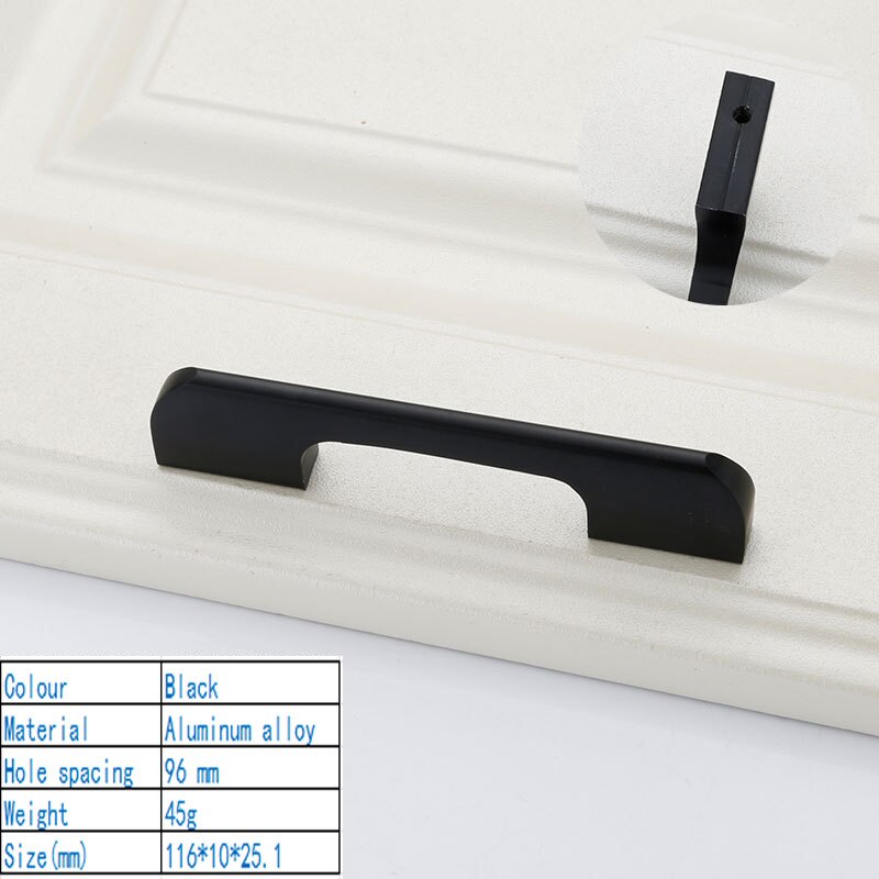 Pomos y tiradores de puerta minimalistas y modernos americanos, Tiradores para enfriador de vino, manijas de cocina, manijas para armario, manija para armario: Black 96