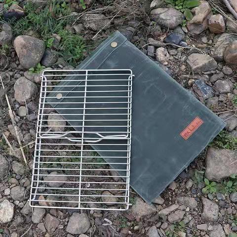 Outdoor Camping Self-Driving Tour Portable Pot Rack Folding 304 Stainless Steel Barbecue Rack Camping Frying Pan Barbecue Rack: Blue