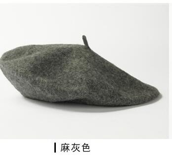 dame vårvinter basker lue malerstil lue kvinner ull årgang basker ensfarget lue damepanser varm ganglue: Grå