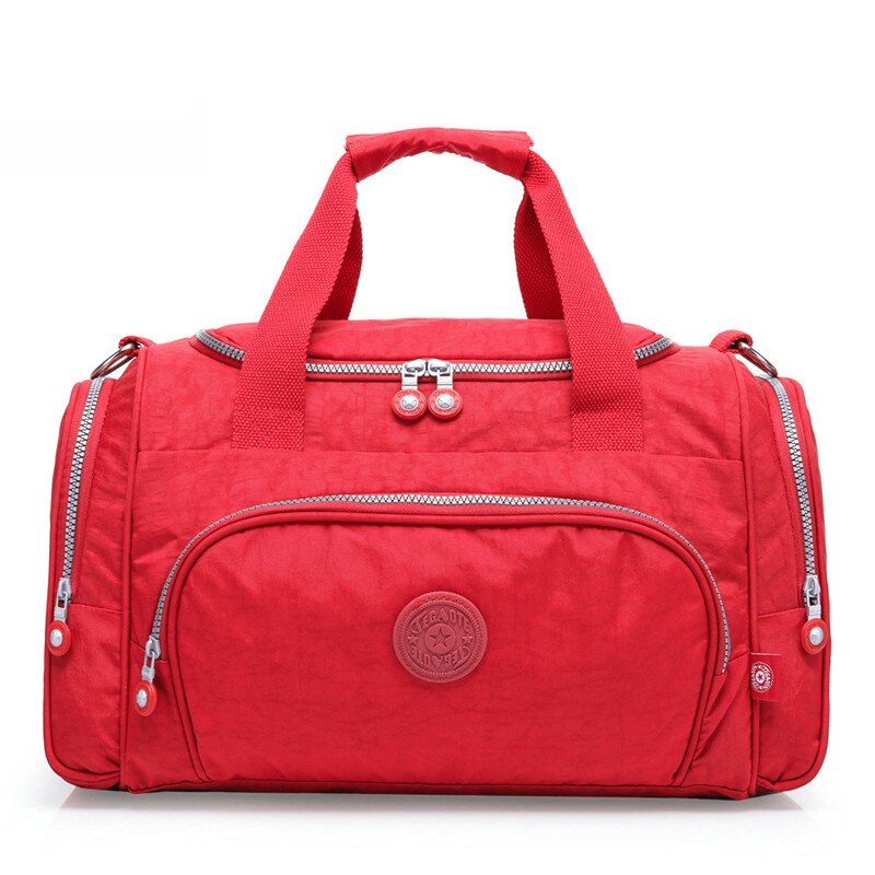 Bolsa de viaje de nailon TEGAOTE, gran capacidad, para hombre, equipaje de mano, bolsas de lona de viaje, bolsas de nailon para fines de semana, bolsas de viaje multifuncionales para mujer: Rojo