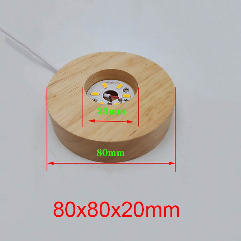 Base de lámpara de madera 3D, Base redonda de luz cálida de noche, soporte de pantalla LED para Bola de pirámide, esferas de cristal, accesorios de iluminación para bricolaje