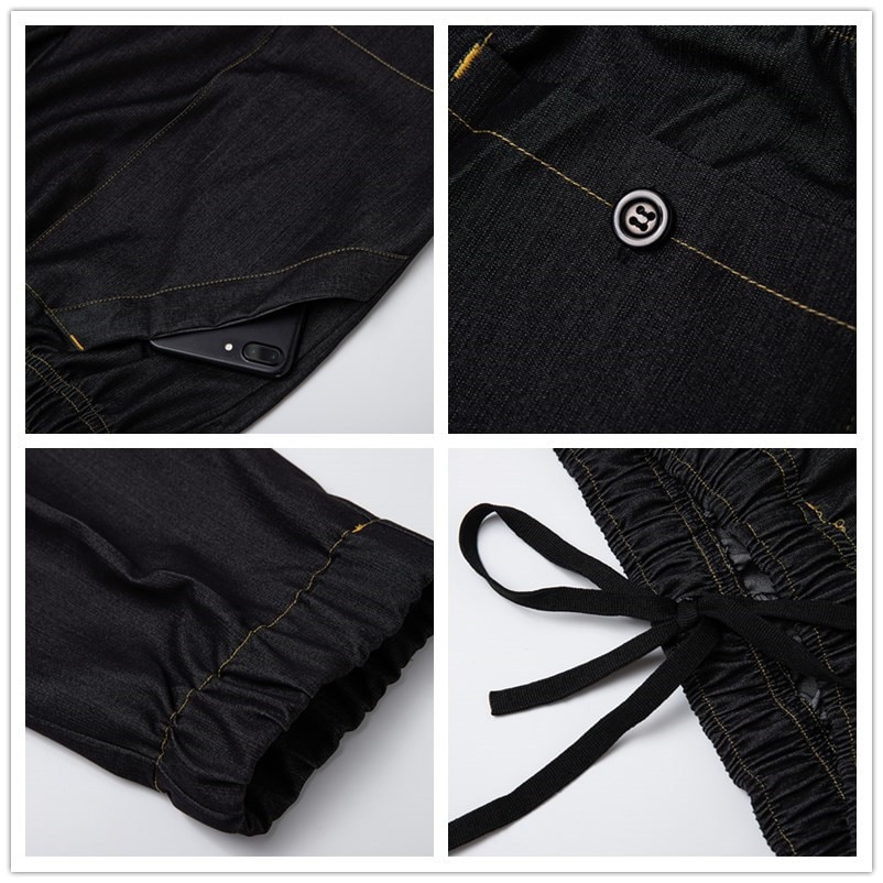 Elastic Waist Chef Pants Stretch Denim Fabric Cook Work Pants Bakery Barber Trousers Food Service Catering Hotel Kitchen Uniform