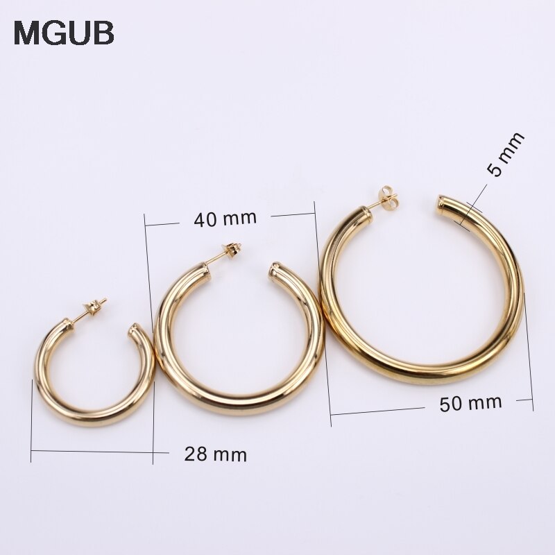 Hurtownie średnica 28mm-50mm ze stali nierdzewnej duża okrągła obręcz kolczyki złoty kolor koło kreolski kolczyki prezenty dla kobiet LH908