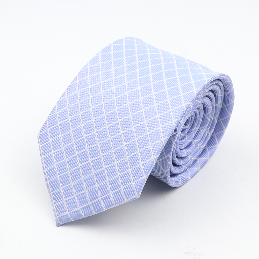 classique strié point cravates pour hommes Jacquard 7 cm Polyester cravate étroite maigre mariage marié affaires cravate costume chemise
