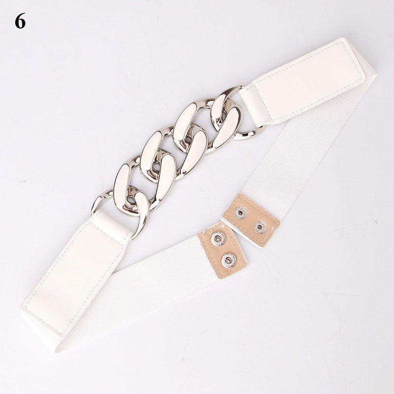 Belts For Women Skinny Metal Gold Buckle Waist Belt PU Leather Thin Belt Elastic Waistband Female Dress Accessories: 6