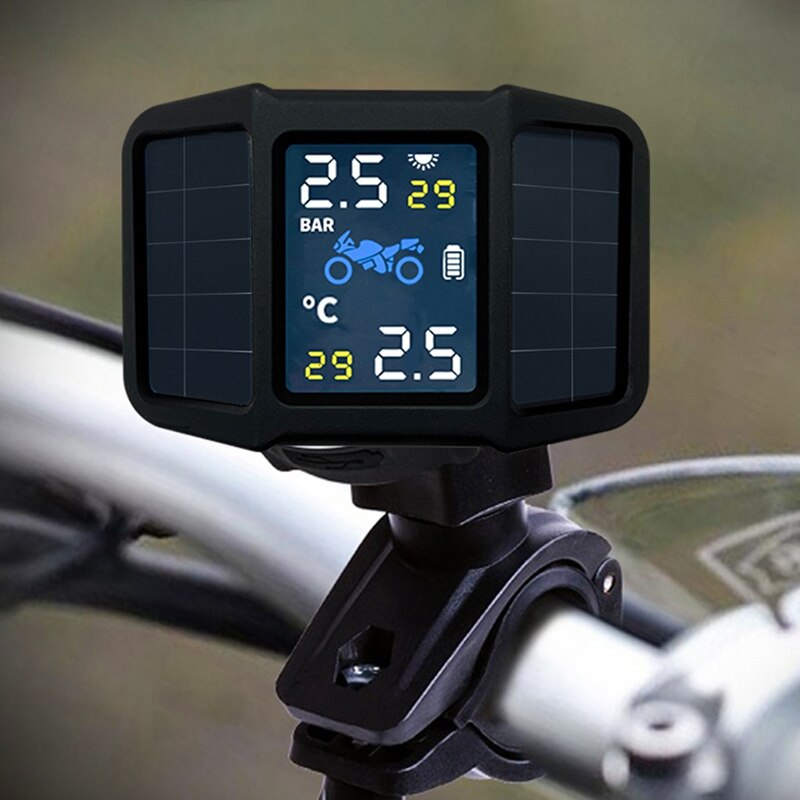 Motorcykel däcktrycksövervakningssystem solenergi tpms realtid display tryck temperatur larm