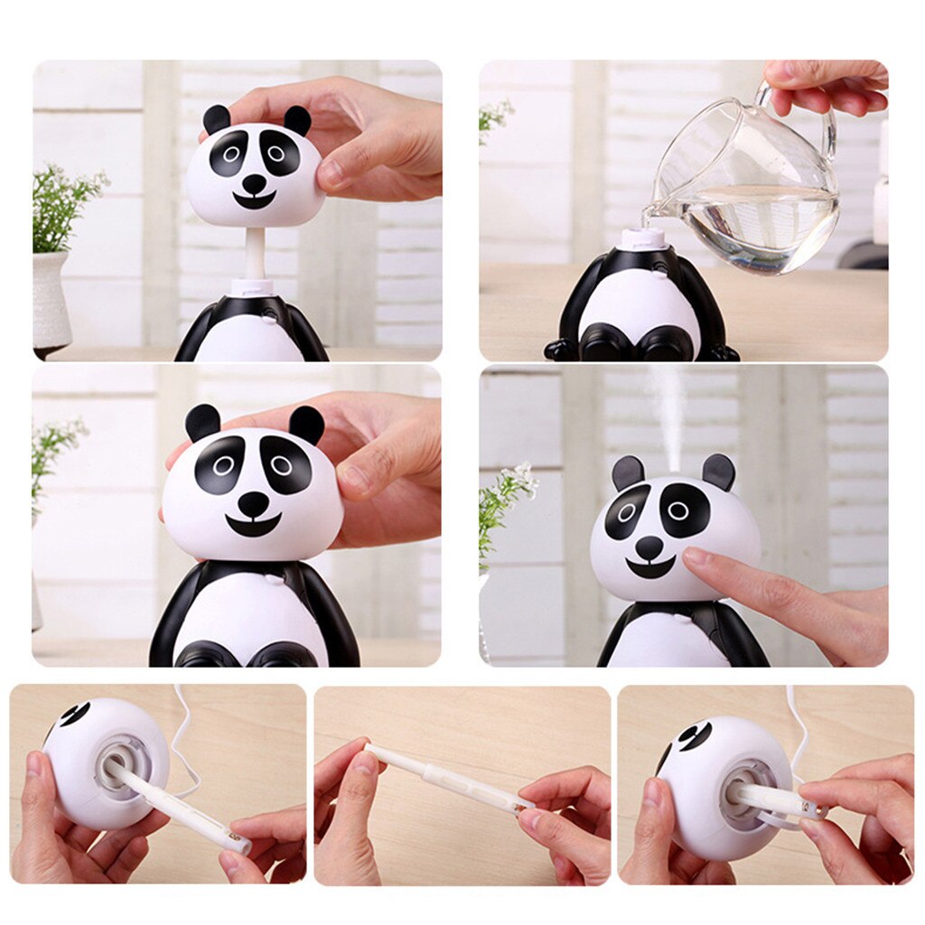 Cute Mini Panda USB Humidifier Panda Humidifier Essential Oil Diffuser Aroma Essential Oil Cool Mist Humidifier For Home Office
